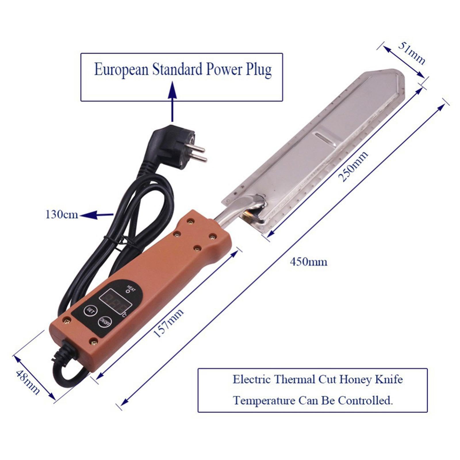 MagiDeal Cuchillo desoperculador eléctrico calentado en Caliente, Herramienta de Apicultura, Cuchillo para Miel con Control de Temperatura, Cortador de Miel