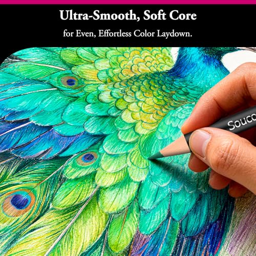 Image of Soucolor 72-Color Colored Pencils for Adult Coloring Books, Soft Core, Back to School Supplies, Smooth Coloring Pencils for Kids Sketching, Drawing, Blending, Shading, Arts & Crafts Supplies Gift
