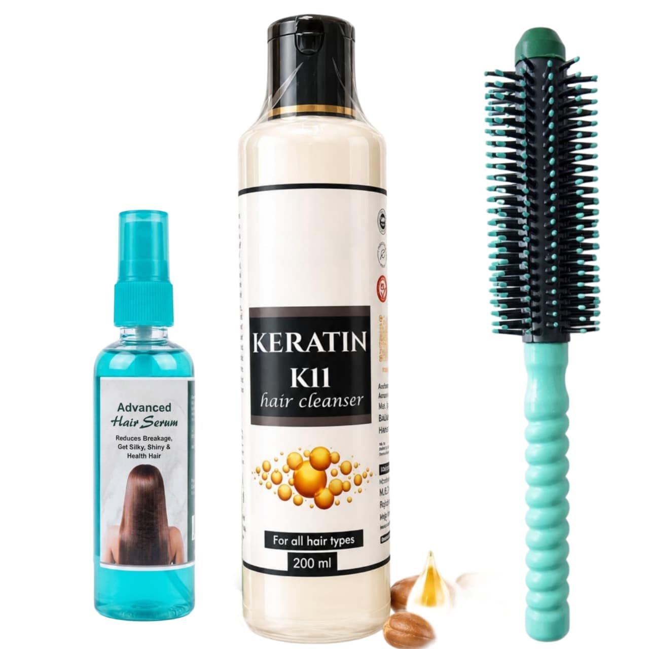 Advanced Hair Serum, Keratin K11 Hair Cleanser 200ml, Round Brush Combo, All Hair Types, Reduces Breakage-image-9