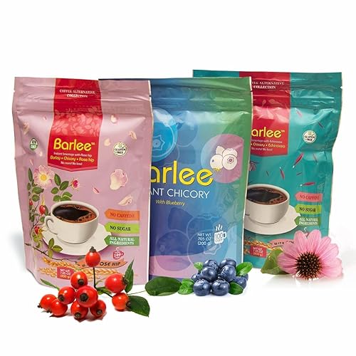 BARLEE - Mezcla de bebidas alternativas de café - polvo de raíz de achicoria con cebada - sustituto instantáneo del café de achicoria - sin azúcar