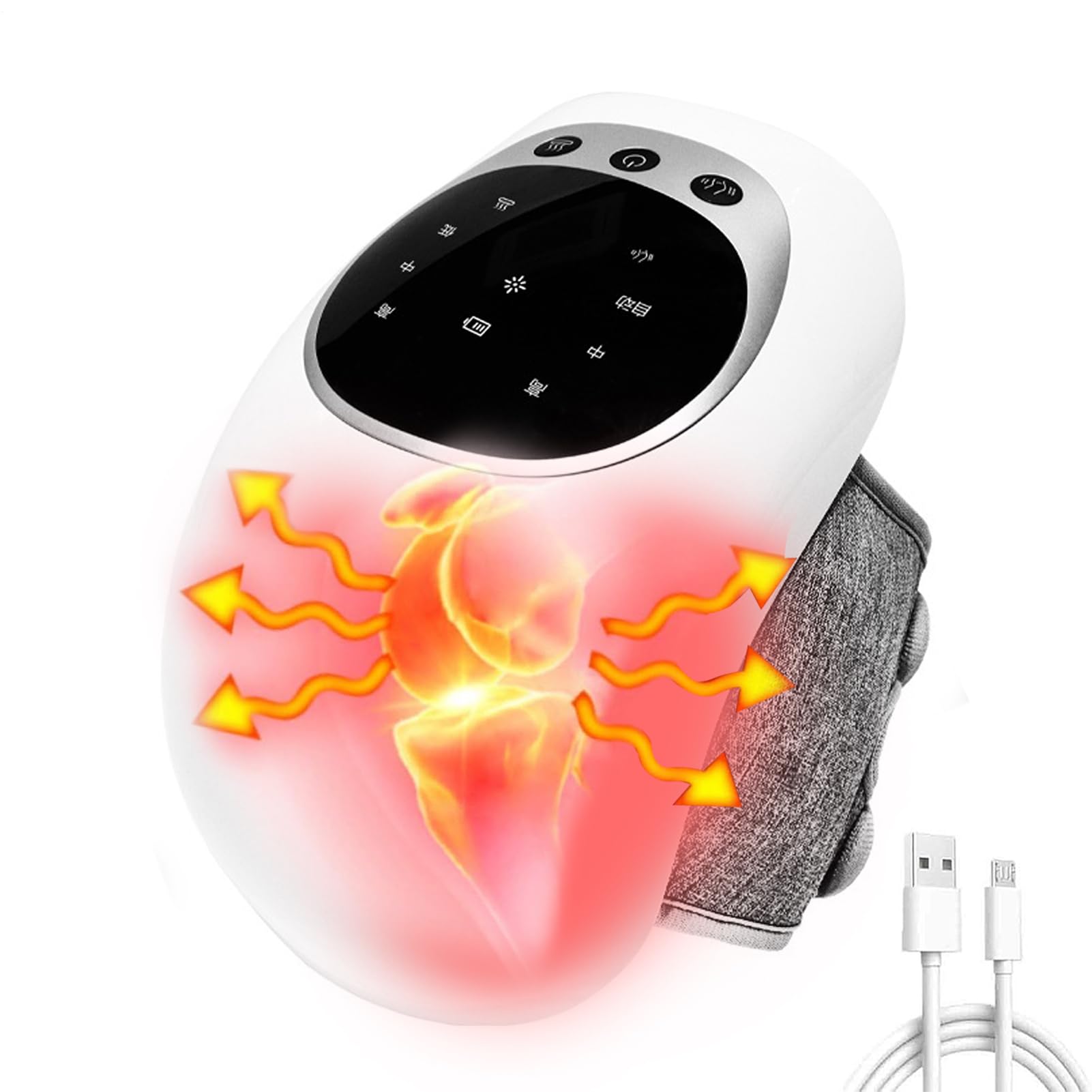 Masajeador para rodillas portátil – 3 niveles eléctrico pantalla LED banda calefactor,masajeador eléctrico para rodilla con vibración ajustable y calentamiento – Para abuela, abuelo, madre y anciano