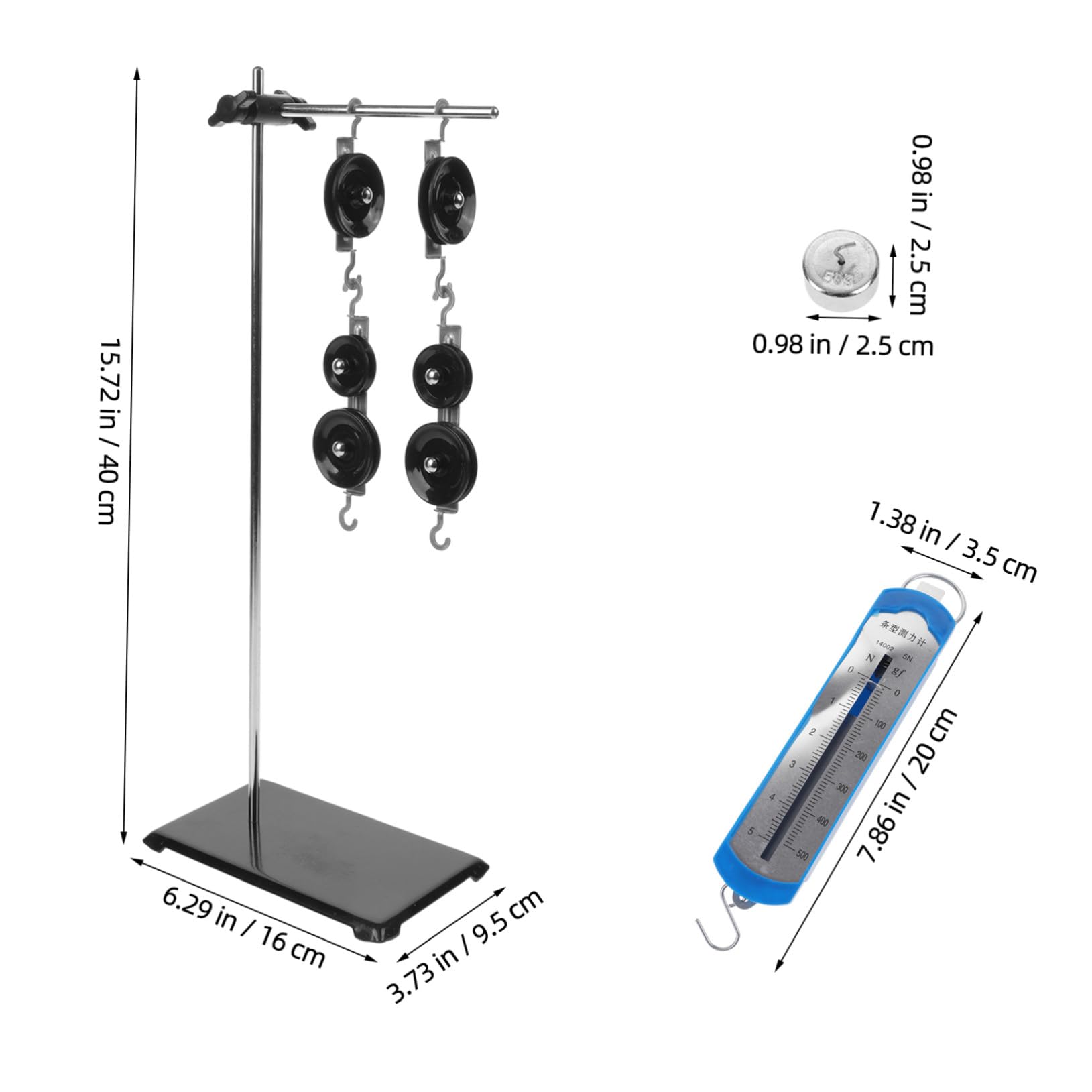 STOBAZA Set de Poulies Expérimentales avec Support Réglable Kit Outils Pédagogiques pour Physique Équipement de Laboratoire pour Apprentissage Scientifique