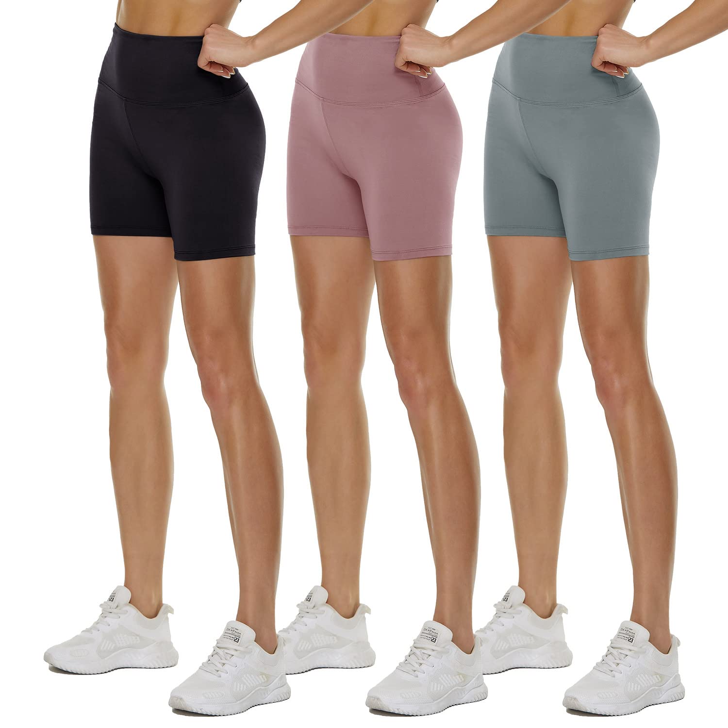TNNZEET 3er Pack Radlerhose Damen High Waist Sommer Shorts Blickdicht Kurze Sporthose Leggings Hotpants Unter Kleider für Sport Yoga
