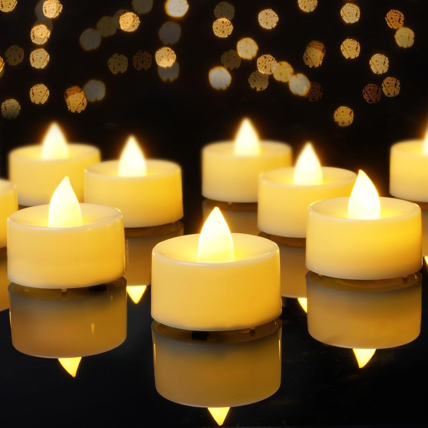 AMAGIC 12 Stück batteriebetriebene Teelichter Kerzen, flammenlose LED-Teelichter für Halloween, Hochzeit (warmweiß)
