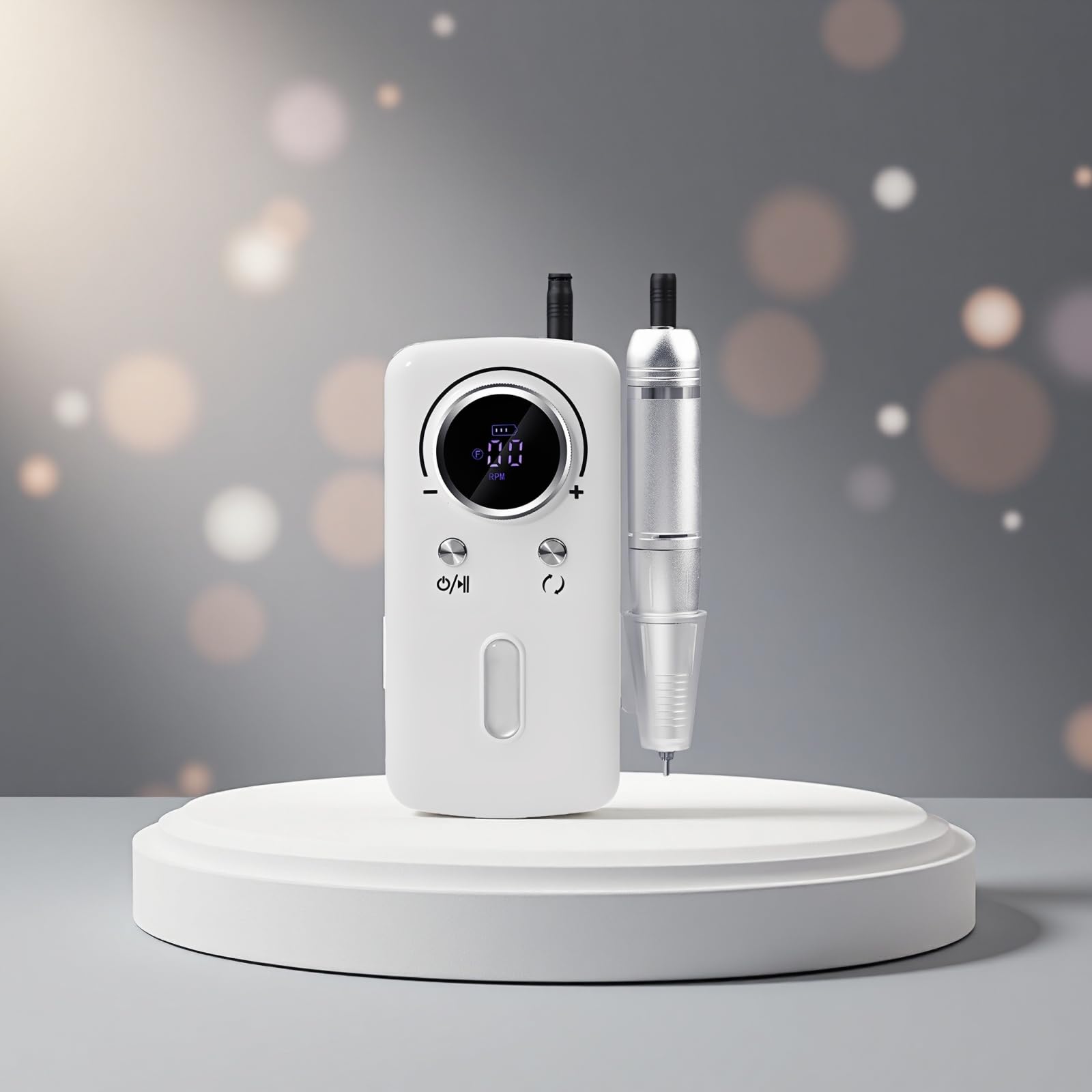 Trapano elettrico per unghie, portatile, ricaricabile, velocità 0-30000 giri/min, 6 punte da trapano, display LCD, direzione regolabile, batteria da 2200 mAh, interfaccia USB