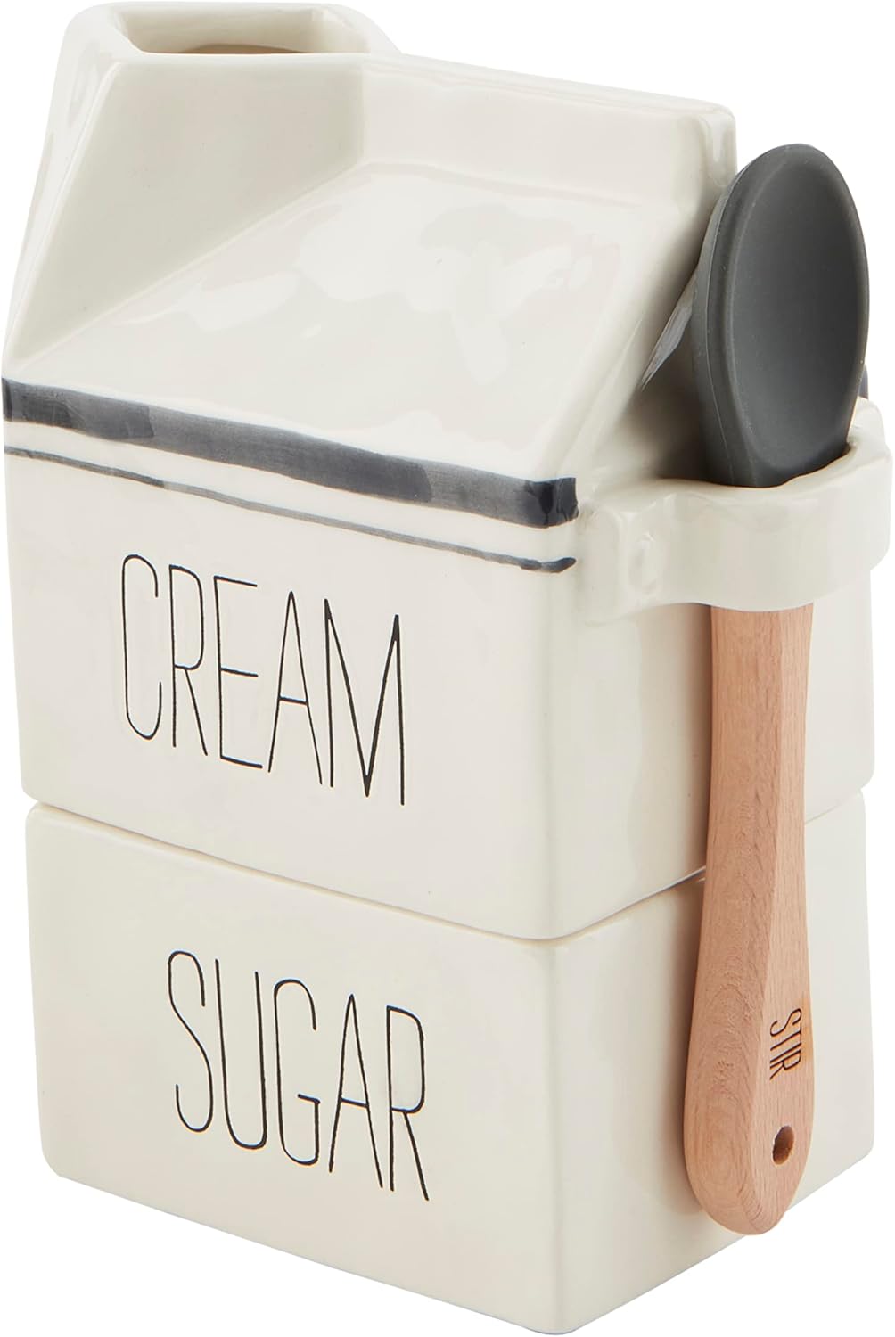 Mud Pie Bistro Cream and Sugar Carton Set, OffWhite, 6" x