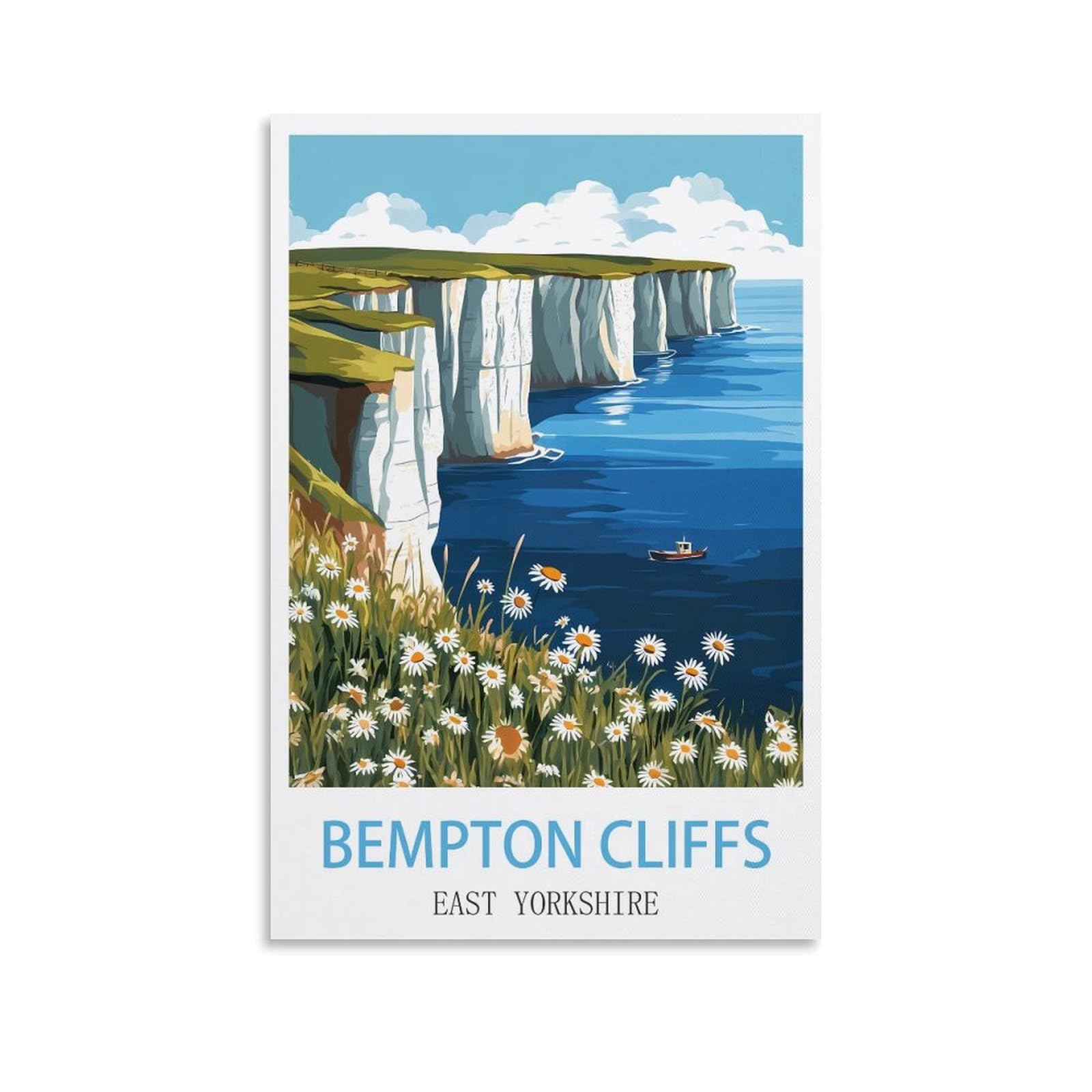 Xllyxygjq Unframe-Style Bempton Cliffs East Yorkshire Vintage Travel Poster 08X12inch(20X30cm) Canvas Wall Art Poster Print Artwork Painting Picture For Home Decoration Living Room Office Bedroom