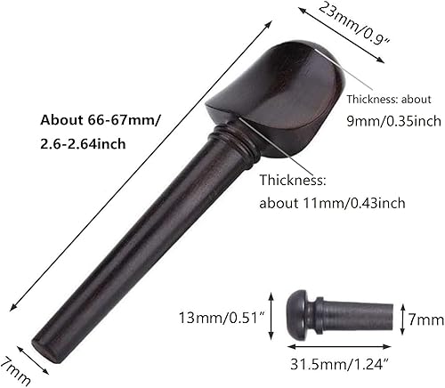 Miniatura 2 de Juego de clavijas de afinación para violín de ébano de 5 piezas para 4/4 violín de repuesto