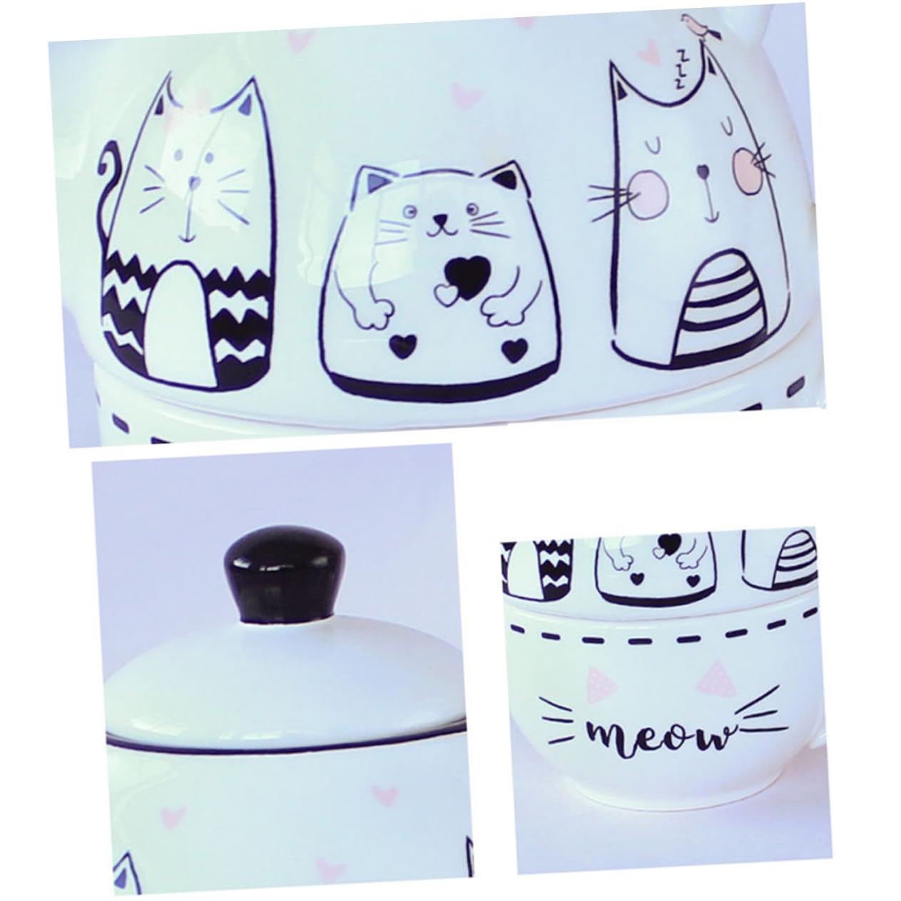 Toyvian Juego de Té de Cerámica Tetera y Taza en Blanco Diseño de Gato Adorable, Adecuado para Decoración del Hogar y Aficionados al Té