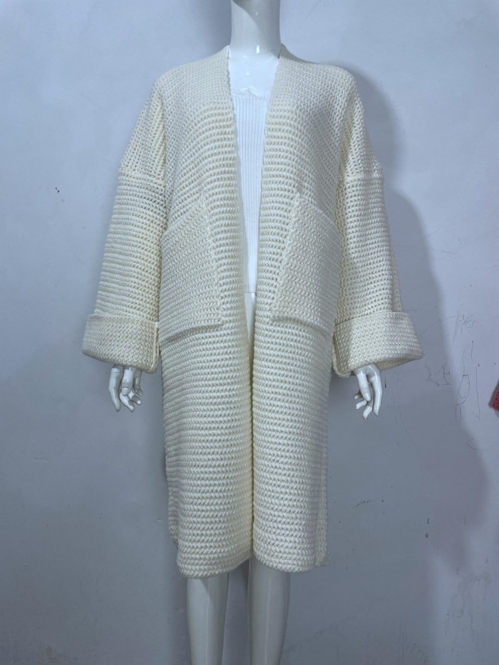 Cardigan Damen, Damen Oversize Cardigan Aus Grobem Strick Vorne Offen Lange Strickjacke Baggy Slouch Glockenärmel Kaschmirpullover Elegante Übergangsjacke Strickjacke Mantel Oberbekleidung Herbst Wi