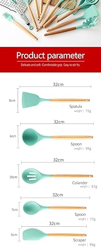 Miniatura 3 de Cookware 13pcs Silicone kitchen utensils set Kitchen Tools Nonstick Spatula Wooden Handle Cookware Kitchenware Accessories Kitchen Tools