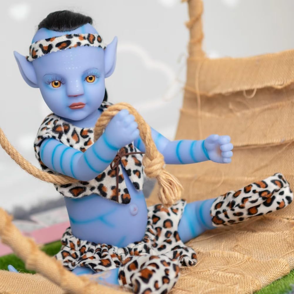 20 Inch Lifelike Reborn Avatar Baby Girl Doll That Look Real Full Soft Vinyl Body Glow-in-The-Dark Poseable Newborn Toy Toddler Dolls Avatar Fire and Ash with Feeding Kit Gift Box Safe for Kids 3+
