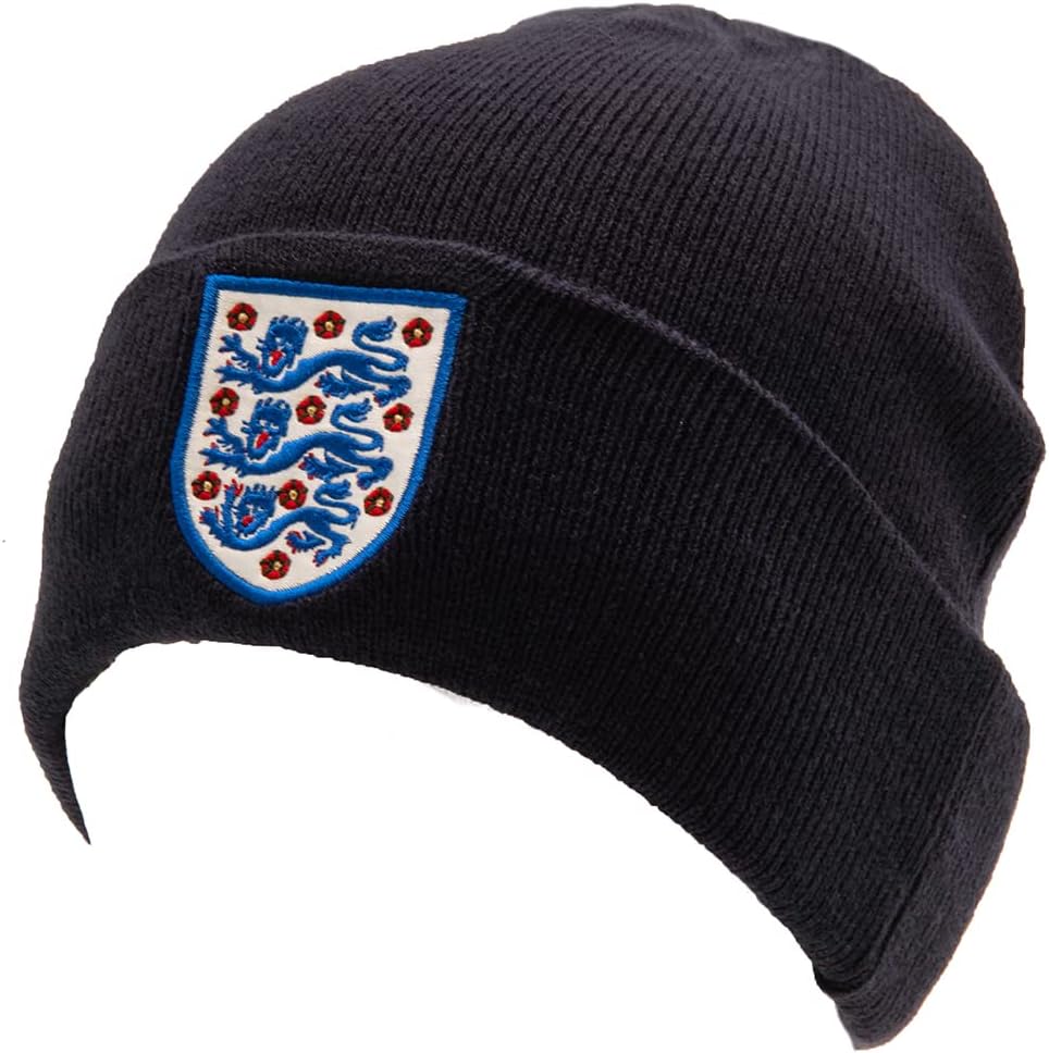 England FA Football Fan/Supporters Official World Cup Cuff Beanie Thermal Knit Navy Beanie Adults - One Size fits All (England FA Beanie Hat)