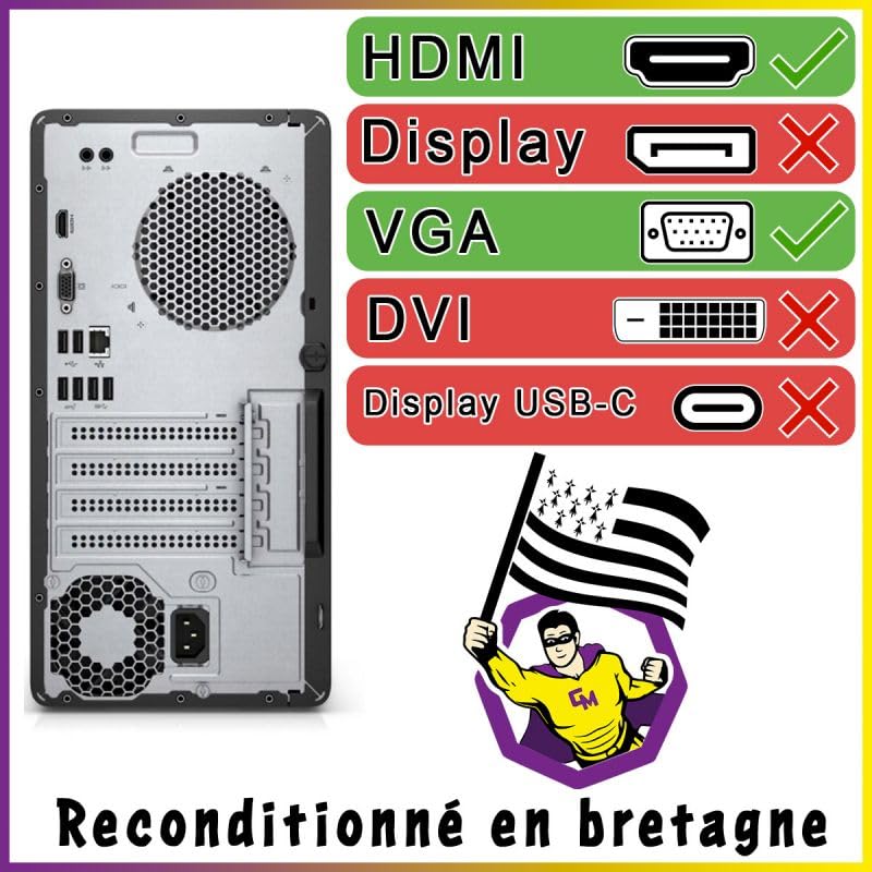 PC HP 290 G1 MT Intel I7-6700 RAM 32Go SSD 2To W11 Wifi
