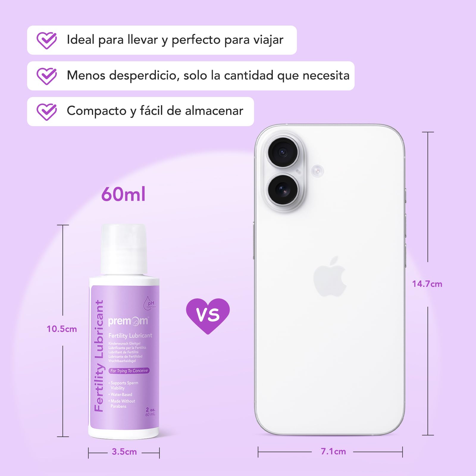 Premom Lubricante de Fertilidad para Embarazo: Gel con pH Equilibrado, Amigable con el Esperma, para Mujeres que Intentan Concebir 60 ml