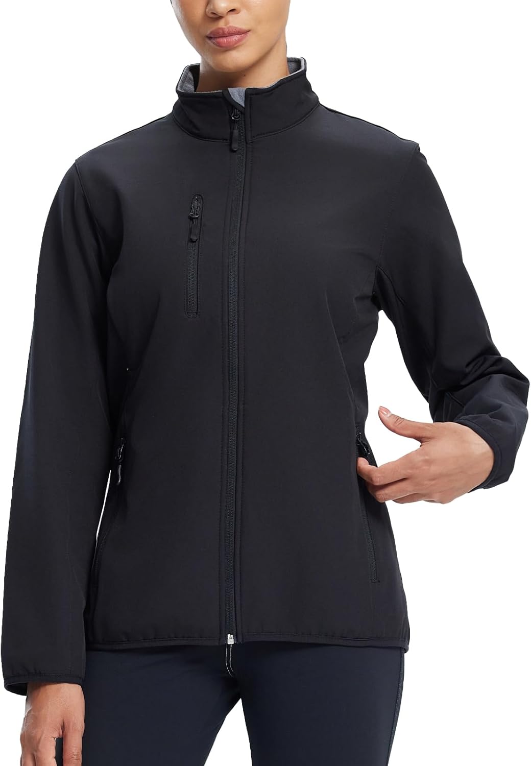 fit space Women's Softshell Jacket, Fleece Lined Warm Lightweight Windbreaker, Insulated Shell for Hiking Outdoors