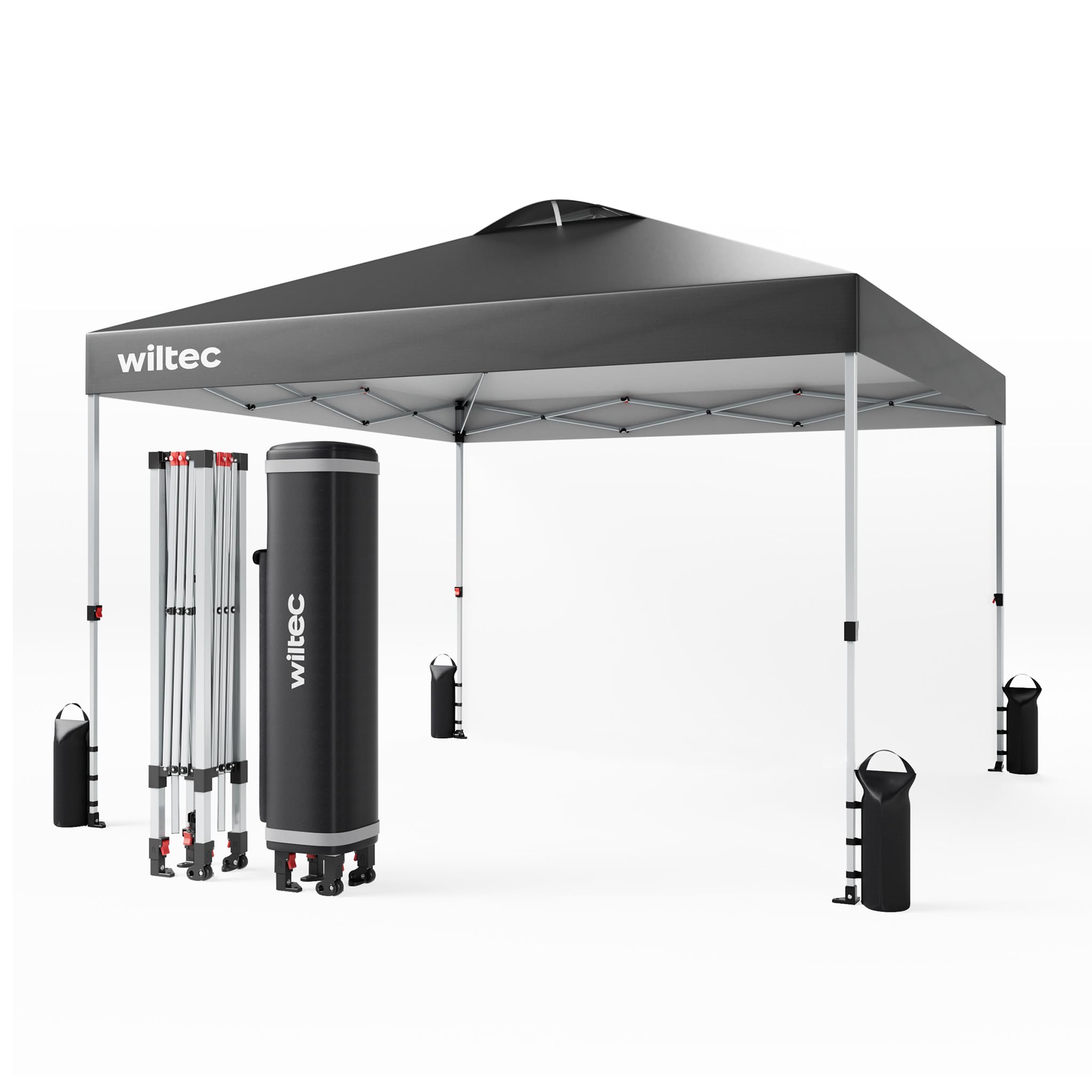 Wiltec Pop-up Pawilon składany na kołach pawilon ogrodowy szary 3x3m One push namiot imprezowy