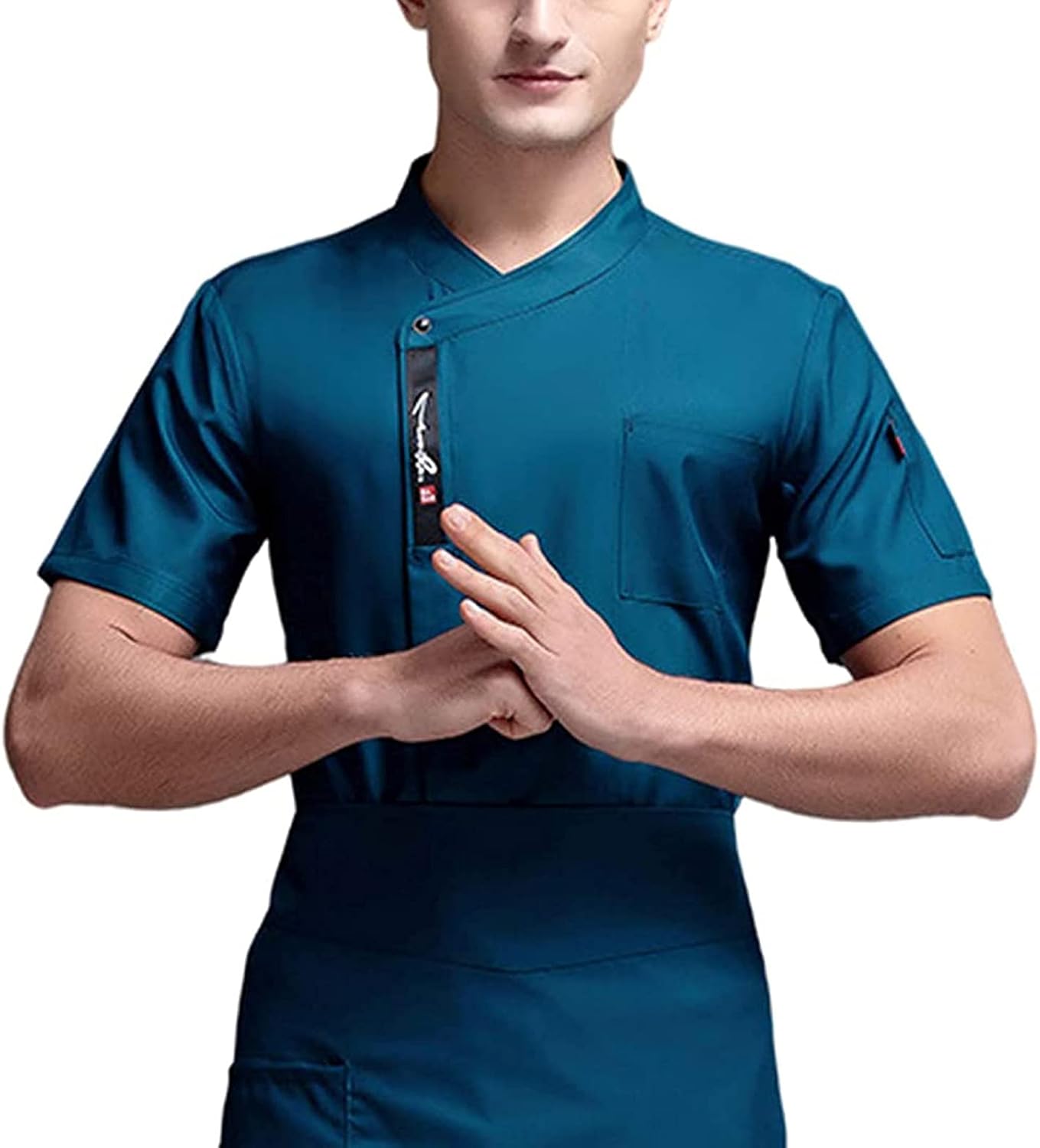 Chef Coat, Unisex Men Professional Restaurant Top Chef Uniform Kitchen Cooking Workwear Jacket Catering Waiter Overalls Outfits(Blue_C(XL))