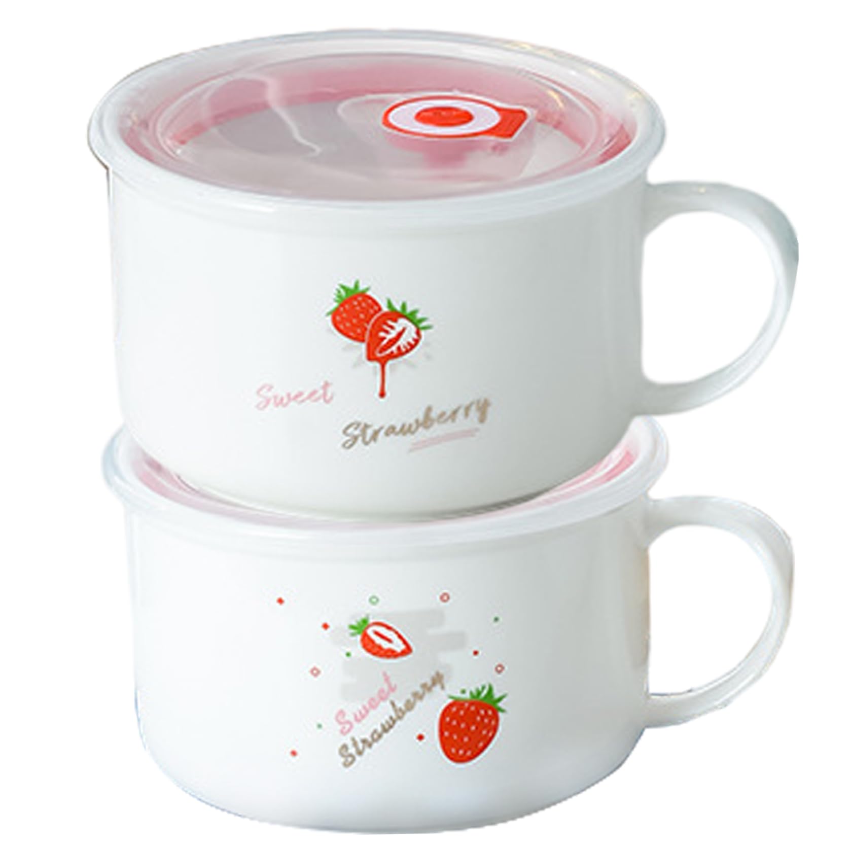 Hbbgdiy Random Color 2Pcs Soup Bowls With Handles 28Oz Ceramic Microwave Soup Mug With Lid Airtight Sealed Travel Mug For Ramen Noodles Cereal Porridge Home Office Use