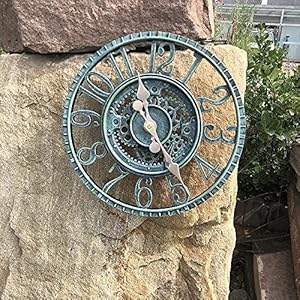 Creativem Tuinklok, weerbestendig, outdoor, waterdicht, retro badkamerklok, holle tandwielen, 30 cm open wandklok…