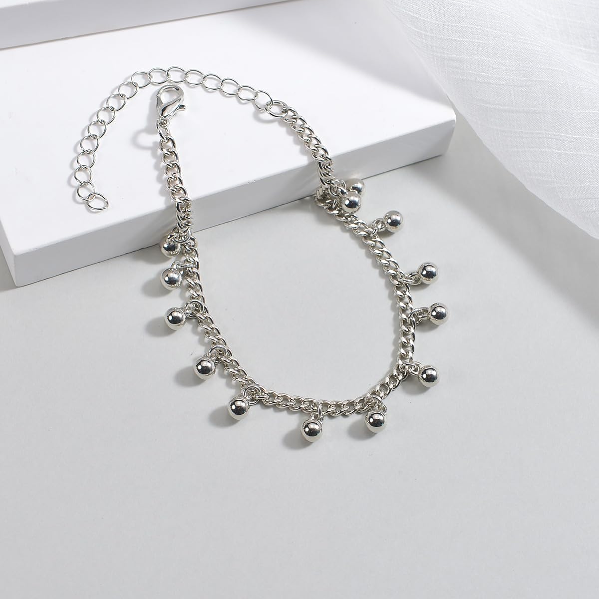 Boho Perline Bianche Ciondola Bracciale di Perle con Perline Catena per Piedi Cavigliera Elasticizzata Gioielli da Spiaggia Estivi per Le Donne