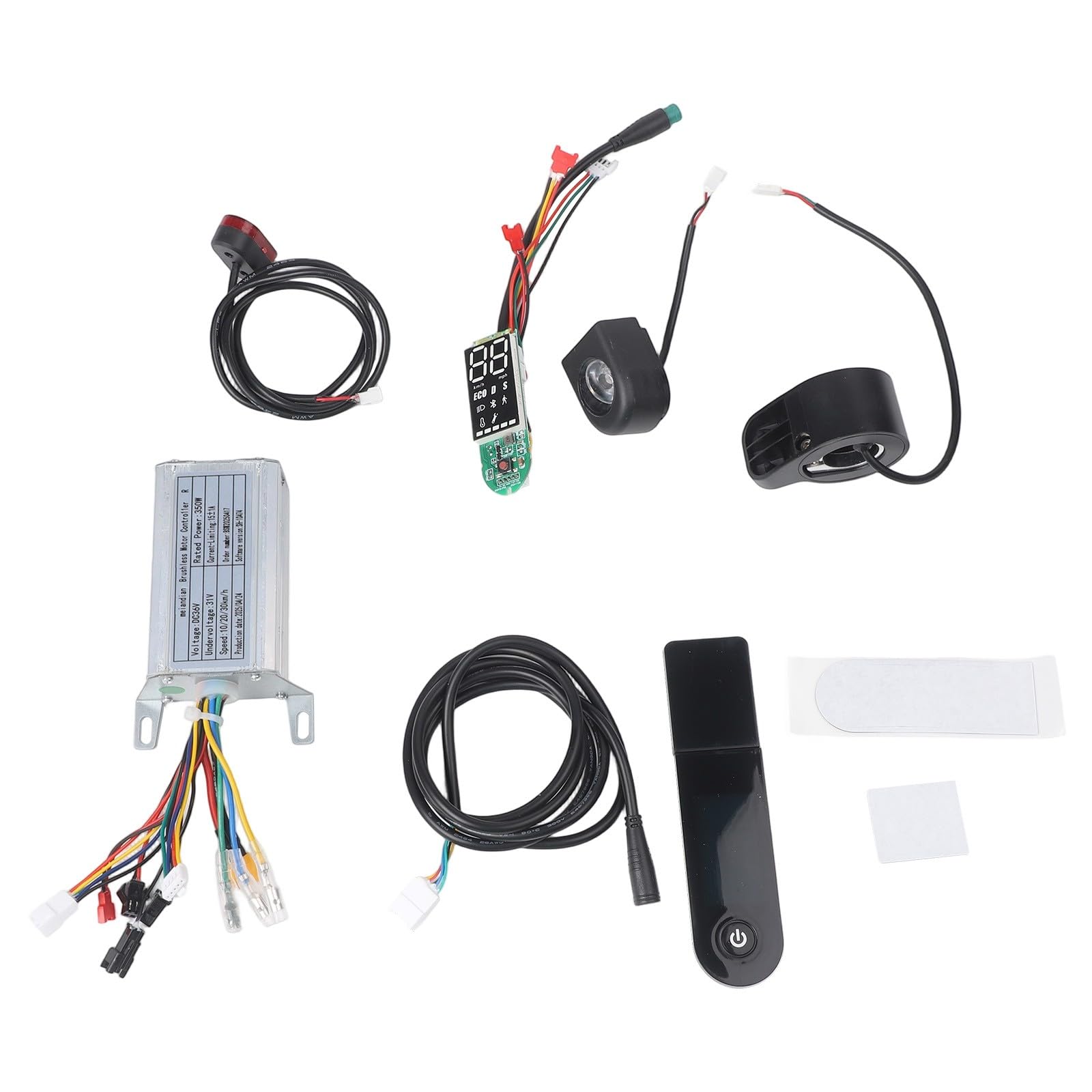 Kit de contrôleur de trottinette électrique 36 V 350 W avec écran, accélérateur et lumière pour scooter électrique, vitesse maximale de 25 km/h