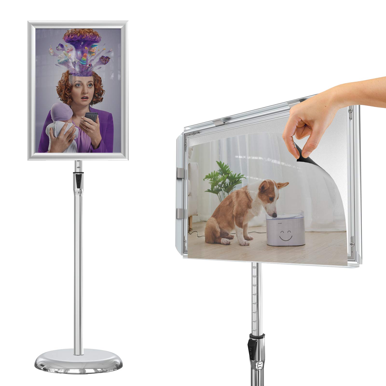 Buy GSOW Floor Sign Holder Adjustable Stand Aluminum Snap Open Frame