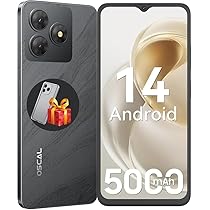 OSCAL Flat 2C Smartphone 2025 Android 14 64GB+6GB 2TB-TF, 6.56″ HD+ Telefono Cellulare Octa Core, 5000mAh, 13MP+8MP Smartphone Offerta, 4G Dual SIM Cellulari 3 Slot, Face ID, OTG, GPS, 3.5mm Jack