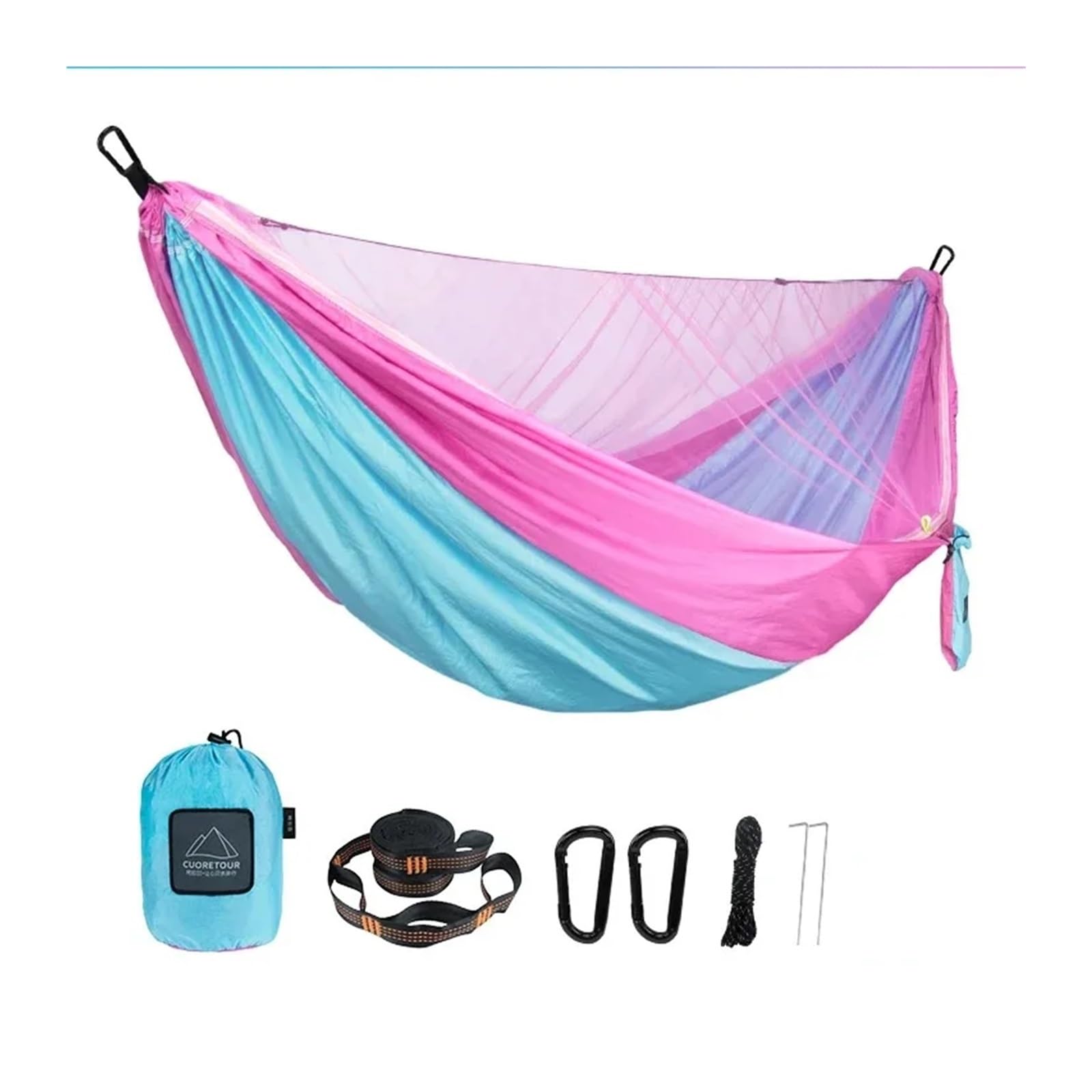 Genérico Amaca da Campeggio Esterna Singola 290x140 cm con zanzariera in Nylon Comodo Letto sospeso Portatile for i Viaggi