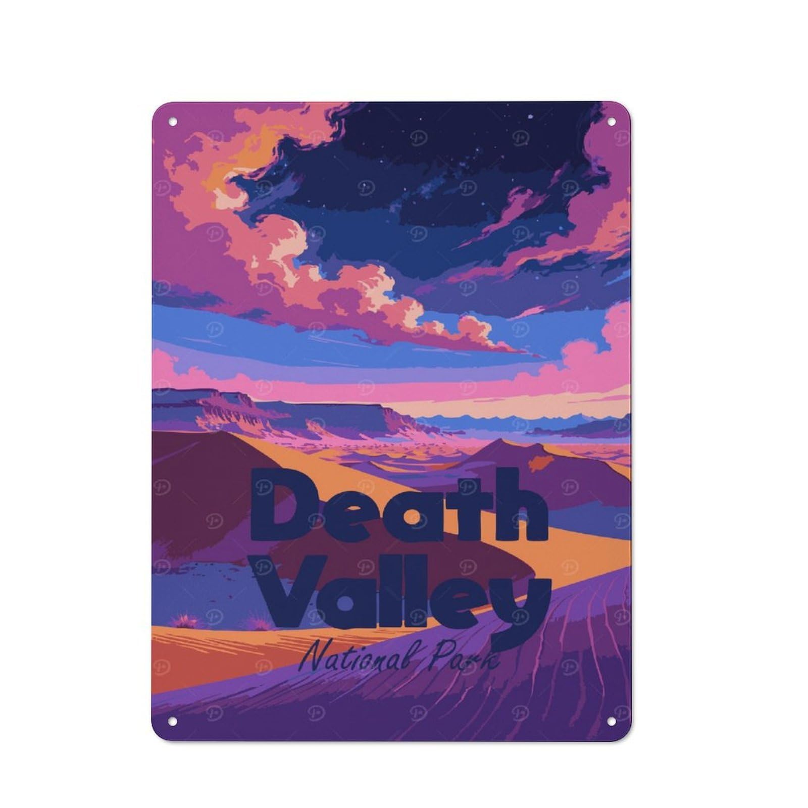 Junmoney Style-9 Tin Wall Plaque 40X30cm With Death Valley National Park Illustration For Hallway Wall, A Decorative Metal Sign For Hallways And Entrance Areas