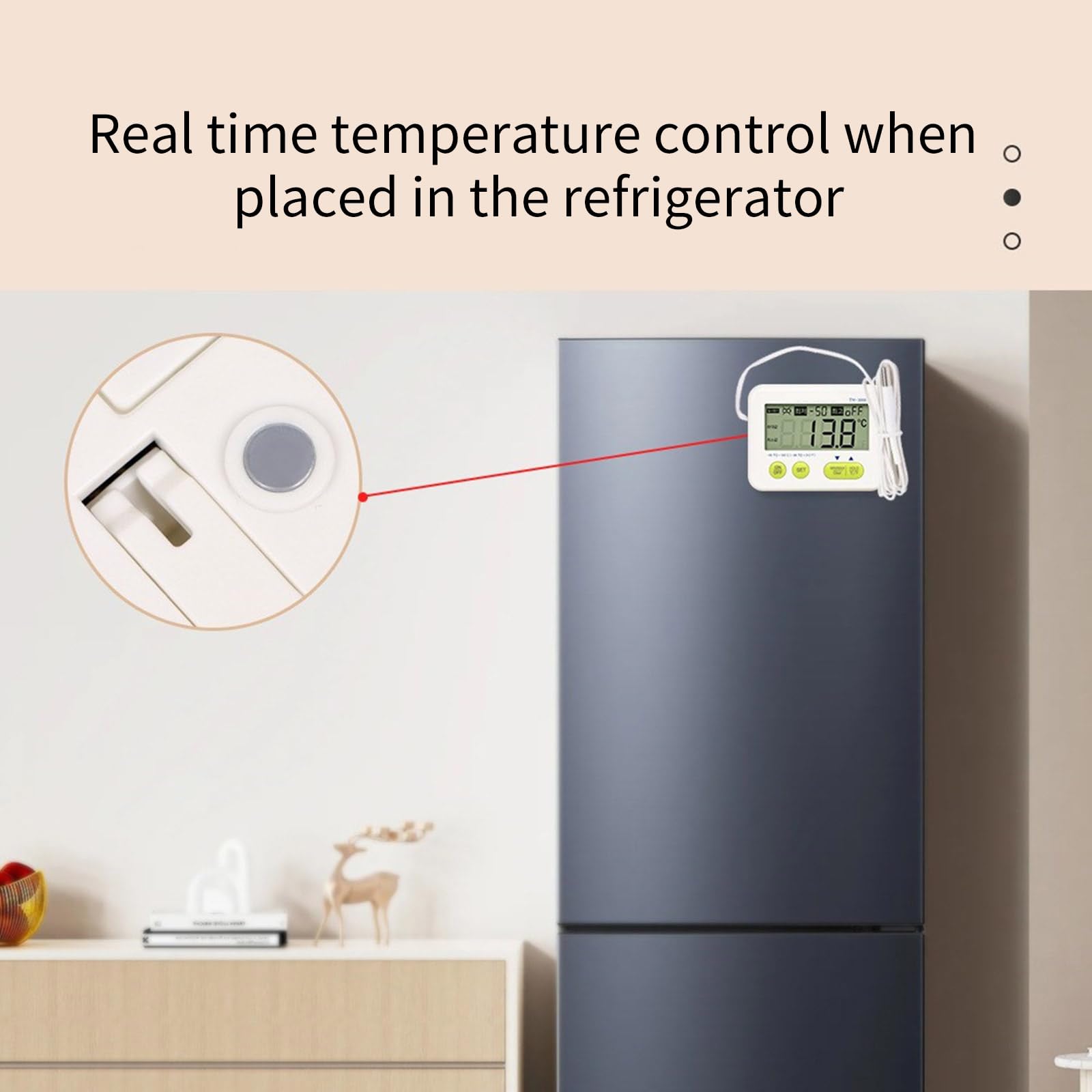 Termometro con sonde e allarme, grande display digitale, rilevatore di temperatura per acquari interni frigorifero