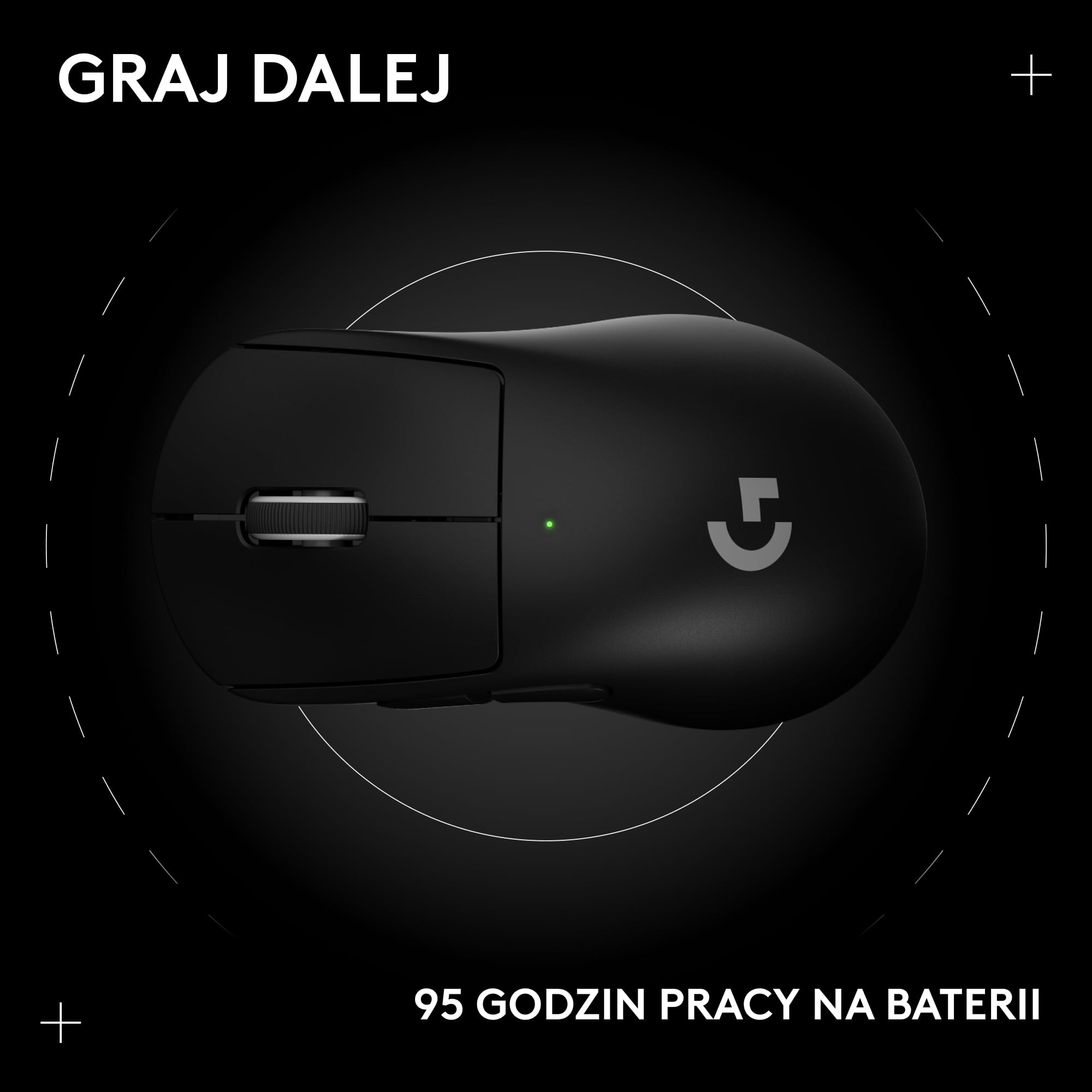 Bezprzewodowa mysz do gier Logitech G PRO X SUPERLIGHT 2 DEX LIGHTSPEED, lekka mysz klasy profesjonalnej o wadze 60 g, z 5 programowalnymi przyciskami, ładowaniem przez USB-C
