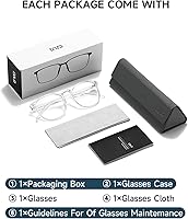 Vista 6 de CNLO Lentes de bloqueo de luz azul, lentes de computadora, antifatiga ocular, lentes de marco ligero, para hombres/mujeres (cristal)