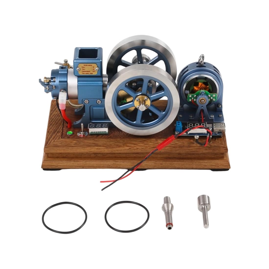 Modello di motore orizzontale a quattro tempi con raffreddamento ad acqua e generatore | Il controllo della velocità e la doppia uscita di corrente combinano la meccanica visibile con l'esecuzione del generatore.