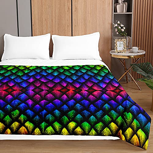 Odot 3D Skalenmuster Tagesdecke Steppdecke Bettüberwurf Bettdecke Stepp Decke Sofaüberwurf Gesteppt Waschbare Klimaanlage Wohndecke Doppelbett...
