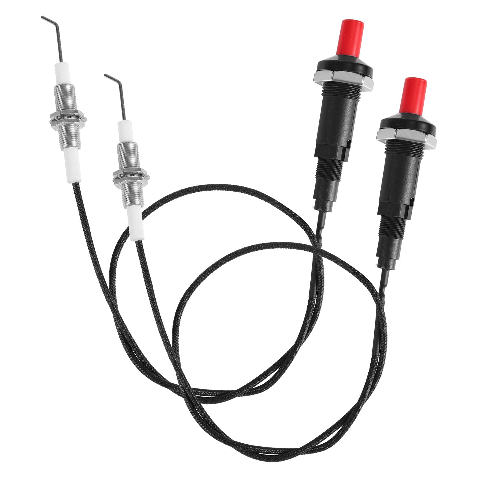 BTFO 2pcs Piezo Igniter with Spark Ignition, Propane Push Button Threaded Electrode BBQ Grill Igniter Kit for Gas Fireplace Oven Heater Kitchen Outdoor Practical Accessories