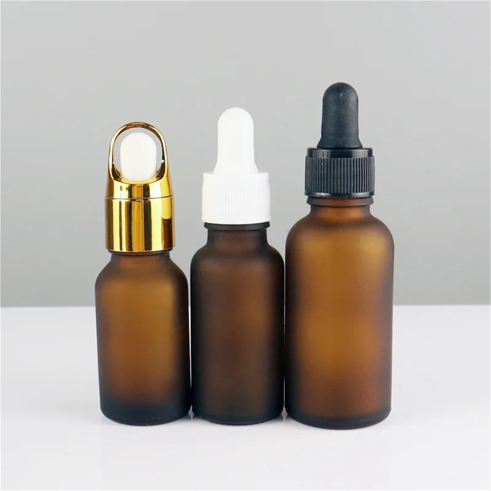 Gotero 20ml 30ml Botella cuentagotas de vidrio ámbar esmerilado Perfume Envase marrón mate 10ml Viaje con sabor a suero(3,20pcs,15ml)