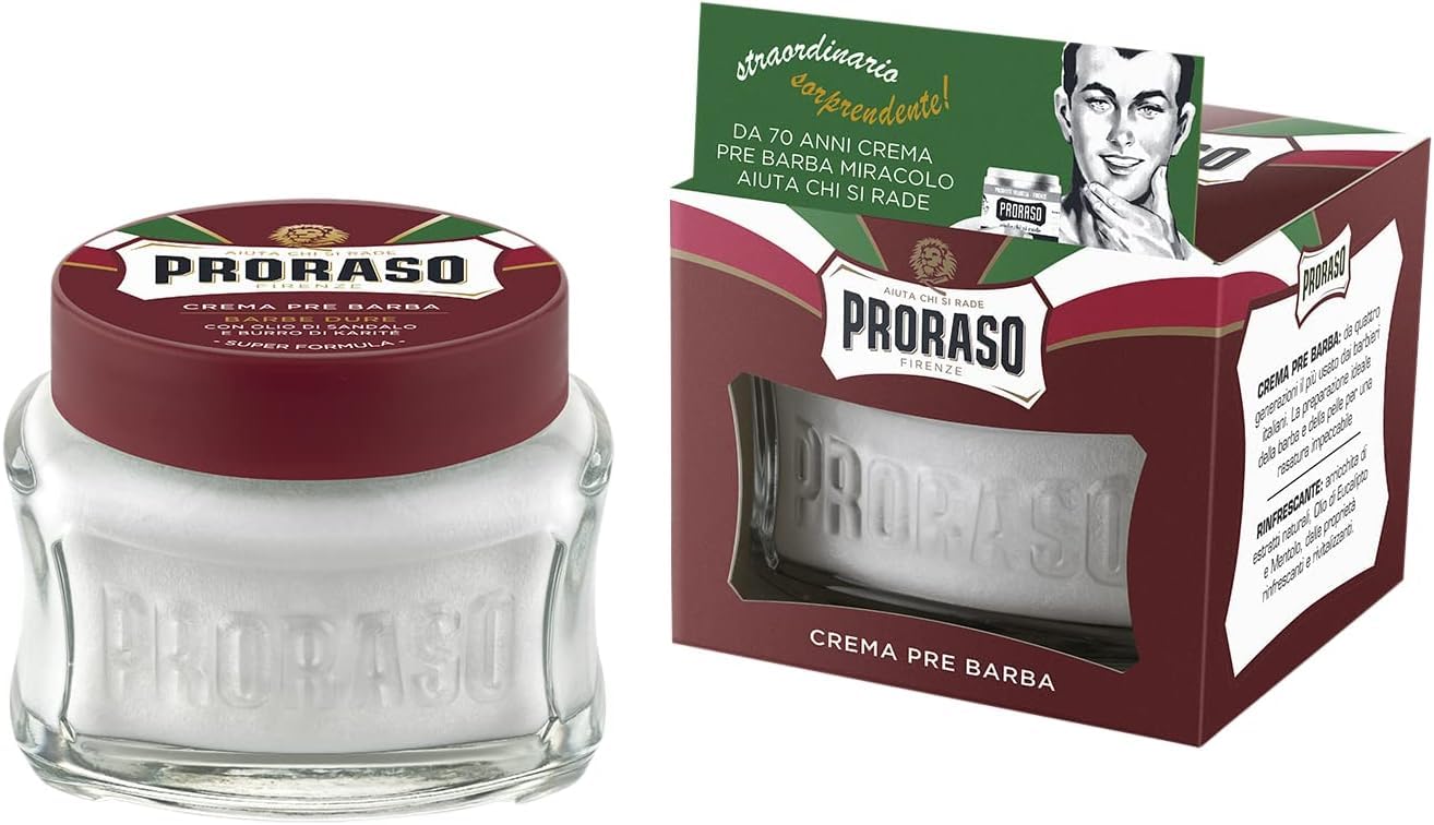 Proraso Set Vintage Selection Barbe Dure, Set regalo uomo con Crema Pre Barba 100 ml, Sapone Barba 150 ml e Balsamo Dopobarba 100 ml, Cofanetto regalo uomo rasatura, Set regalo natale Made in Italy