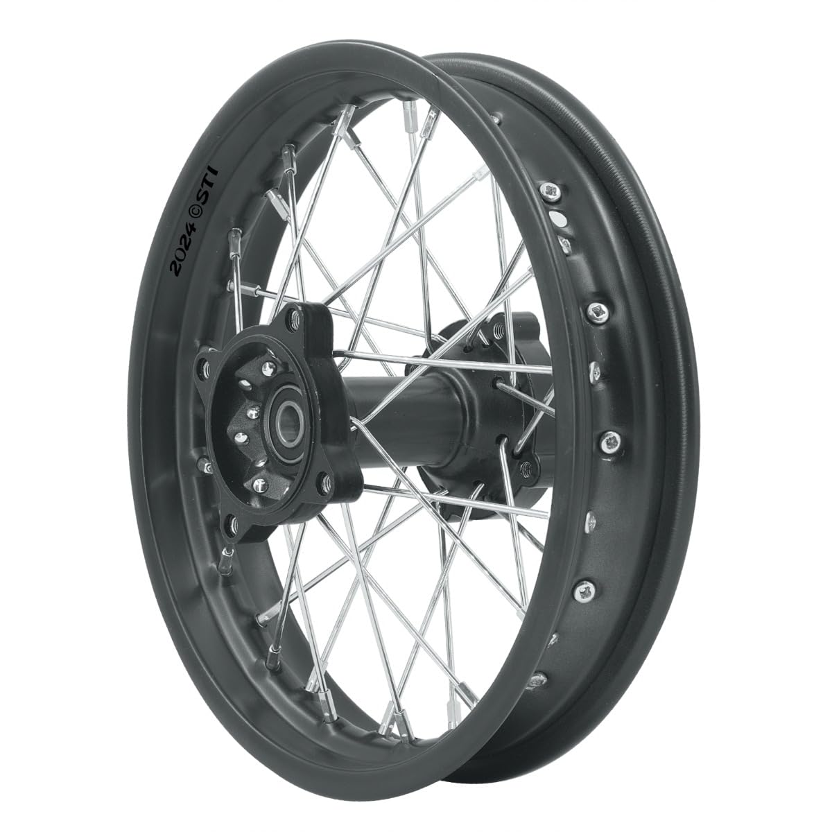STI Cerchio Posteriore Acciaio e Alluminio 12" Canale 1,85" cuscinetto Ø15mm Colore Nero