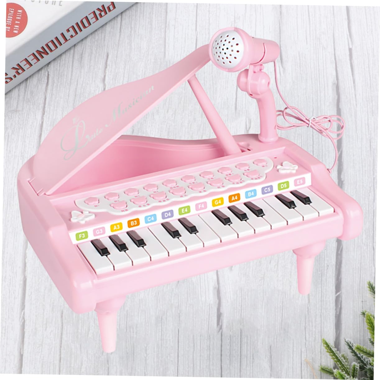Organo Elettronico Giocattolo Rosa in Plastica con Microfono | Pianola Giocattolo con Microfono, Volume Regolabile, senza Batterie, Educazione Musicale per Ragazzo Ragazza