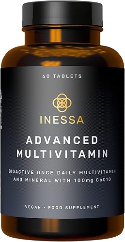 Inessa BIOACTIVE Multivitamínico avanzado | Forma potente, probada más absorbible y dosis óptima CoQ10 100 mg, vitamina D3 2000 UI, espectro B, K2