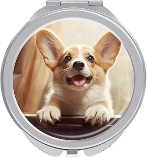 Makeup Mirrors,Cute Corgi Print Hand Mirror,S...