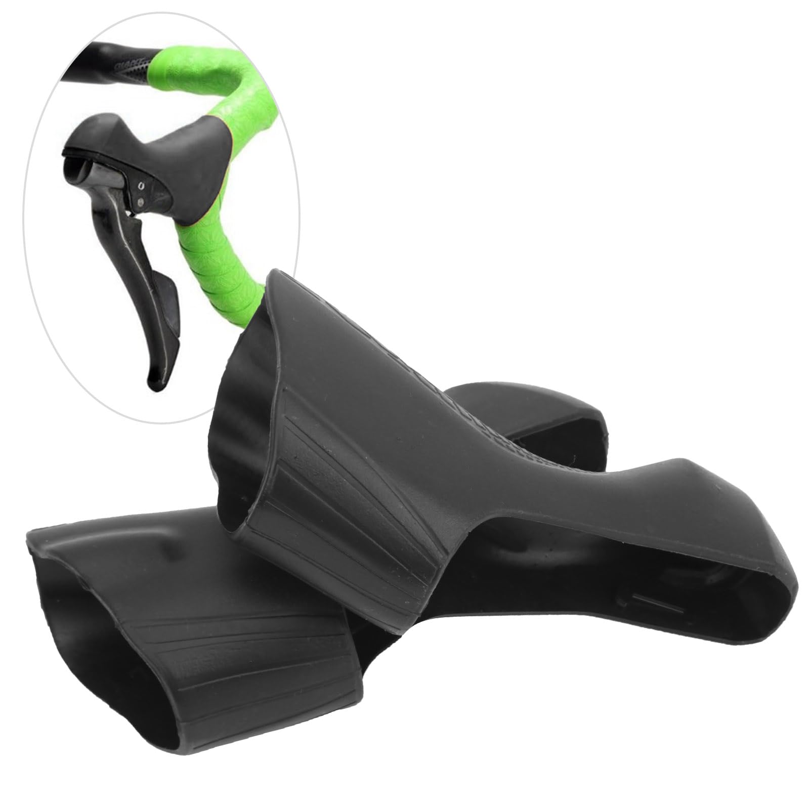 FUZHUI Road Bicycle Brake Hoods, Road Bike Shifters Double, Road Bike Brake Lever Hoods, Silic Brake Hoods with Anti-VibrationVibration and Non-Slip Grip for ST-4700/5800/6800 Model (Black)