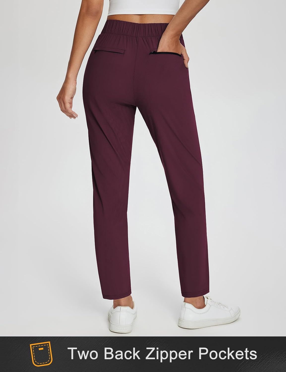 baleaf Womens Business Casual Pants Stretch Travel Pants On Airport with Zipper Pockets Dressy Slacks Golf Work Pull on - Image 4