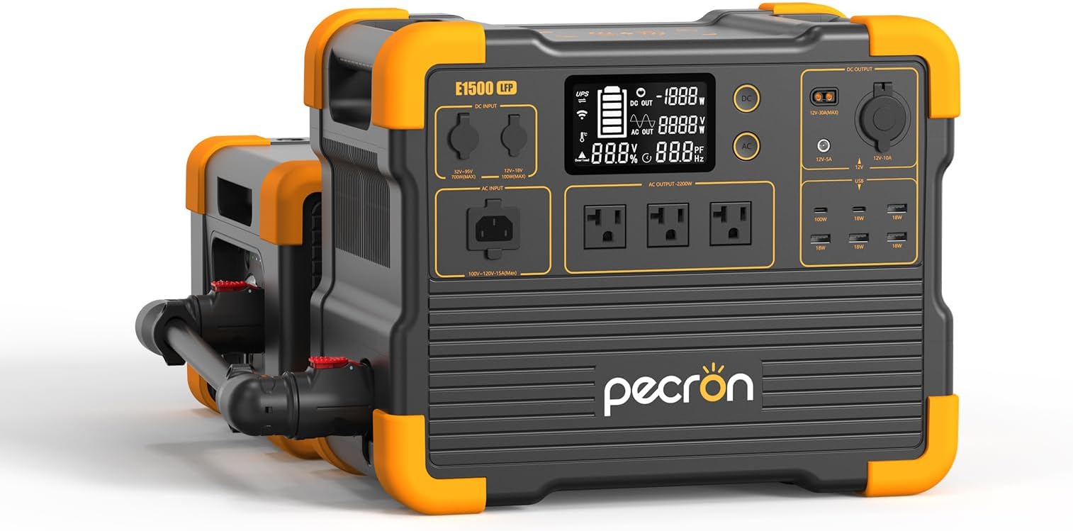 Portable power station, E1500LFP with 3840Wh Extra Battery Expandable to 5376Wh, LiFePO4 Battery Backup with 2200W AC Outlets