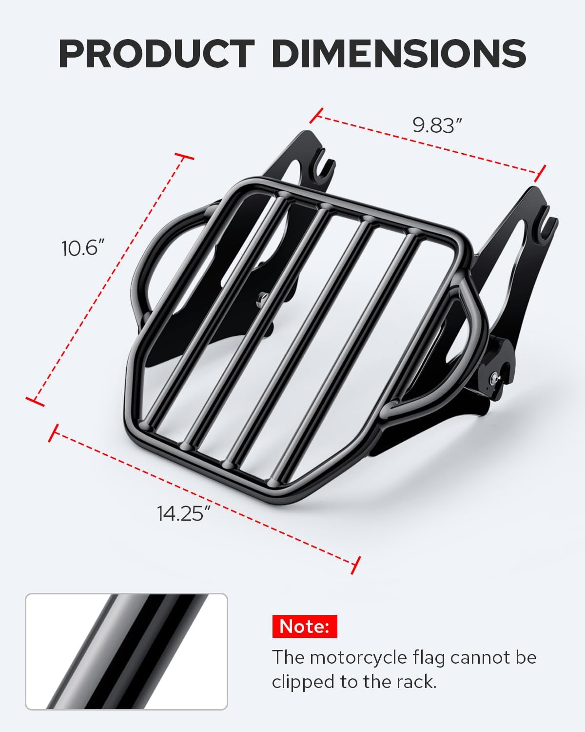 Benlari Gloss Black Detachable Luggage Rack 2-Up Mounting Rack Compatible for Harley Touring Road King Street Electra Glide 2009-2024 2021 2020 2019 2018 2017 2016 2015 2014 2013 2012 2011 2023