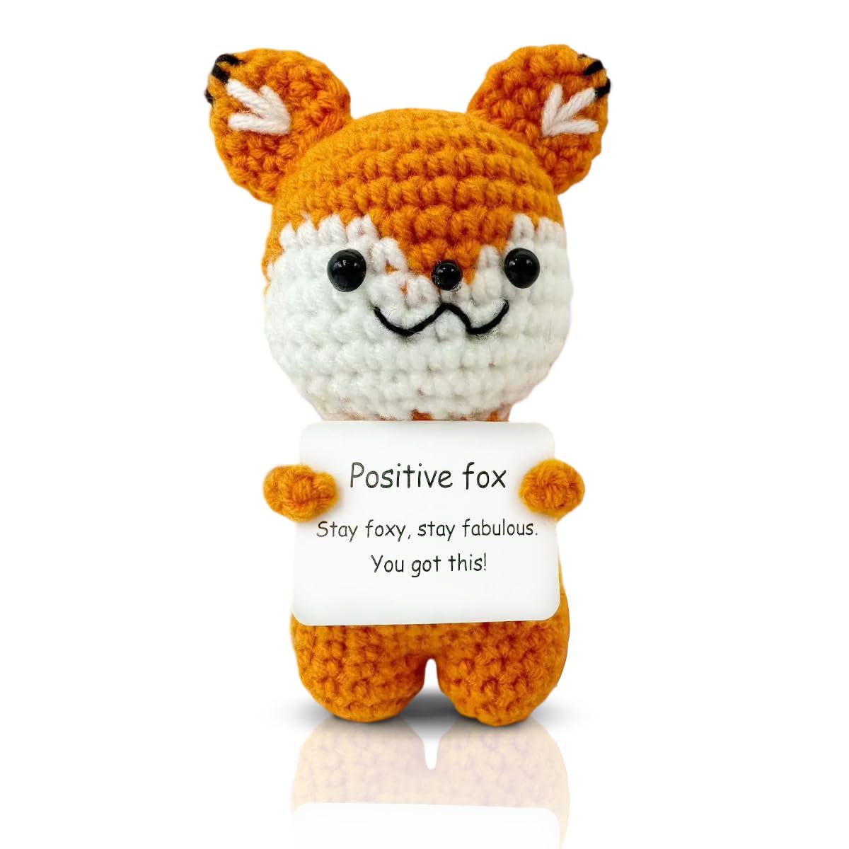 Funny Positive Fox Emotional Support Gifts Handmade Crochet Animals Cute Stuff Desktop Ornament Crochet Doll Encouraging Graduation Thanksgiving Gifts Birthday Gift for Family Friends Colleagues