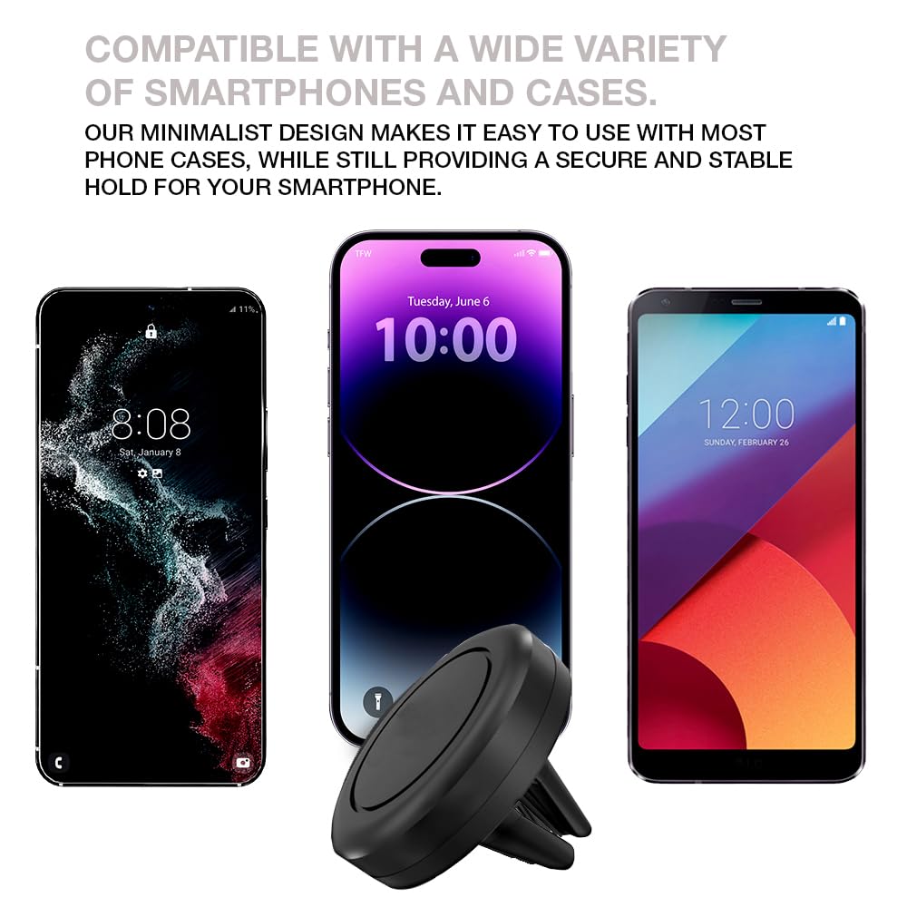 Soporte Universal para Smartphone, Soporte magnético para Rejilla de ventilación de Coche (4 Unidades, Color Negro) Compatible con iPhone 12/13/14/15/16 y Galaxy LG Android