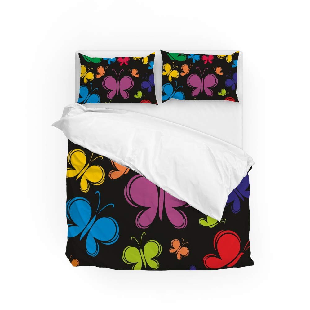 Housse de couette papillons multicolores ultra douce et résistante aux lavages