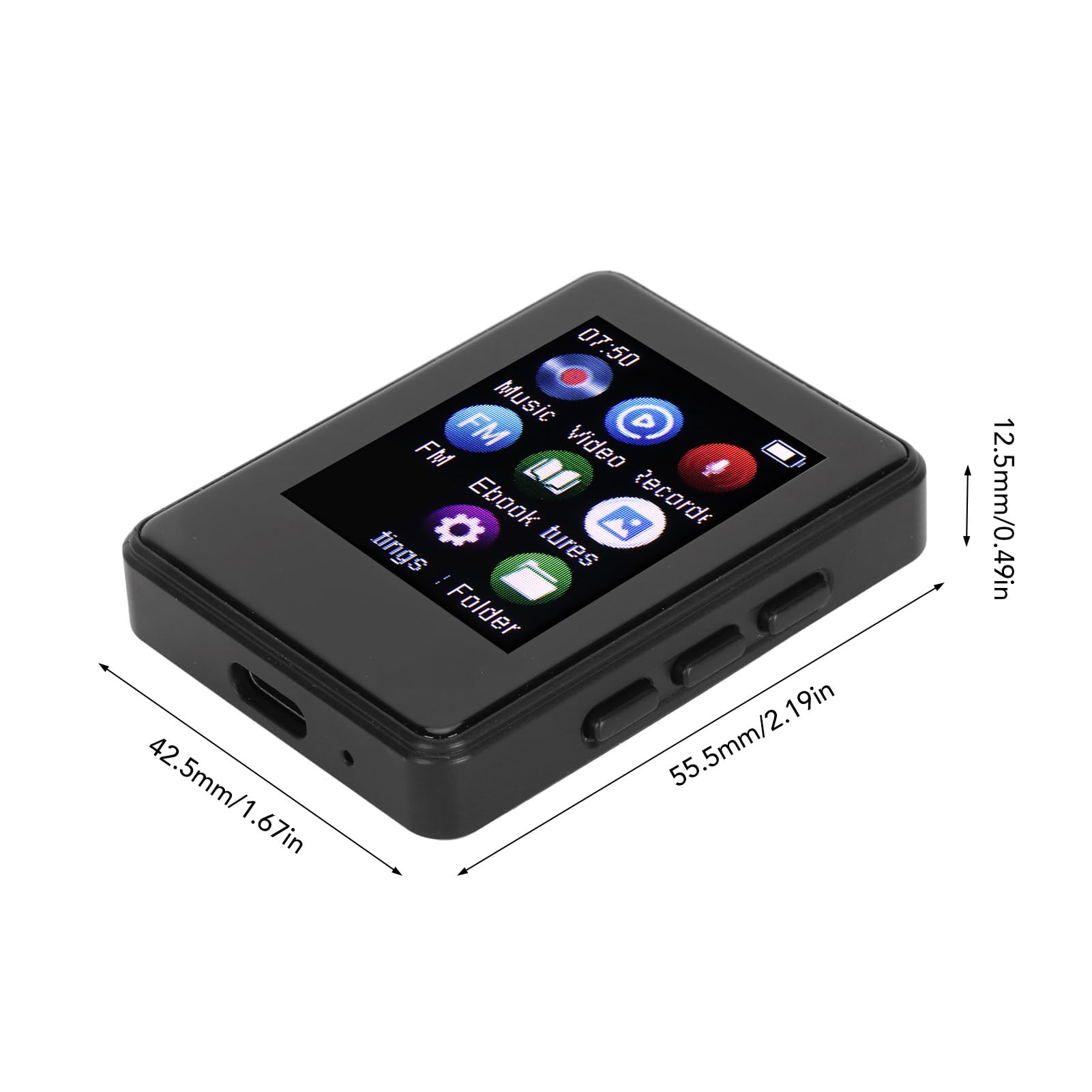 Lettore MP3 Bluetooth 5.0 Lettore Musicale Touchscreen con Audio Stereo HiFi per Correre e Studiare (Con scheda di memoria 64G)